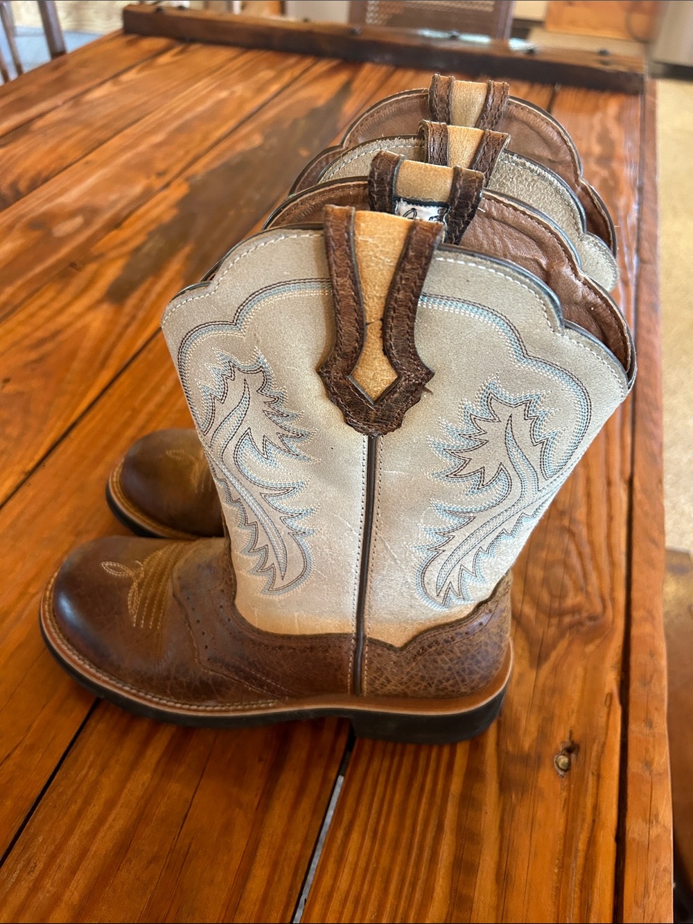 Ariat Brown and Cream Western Heeled Boots